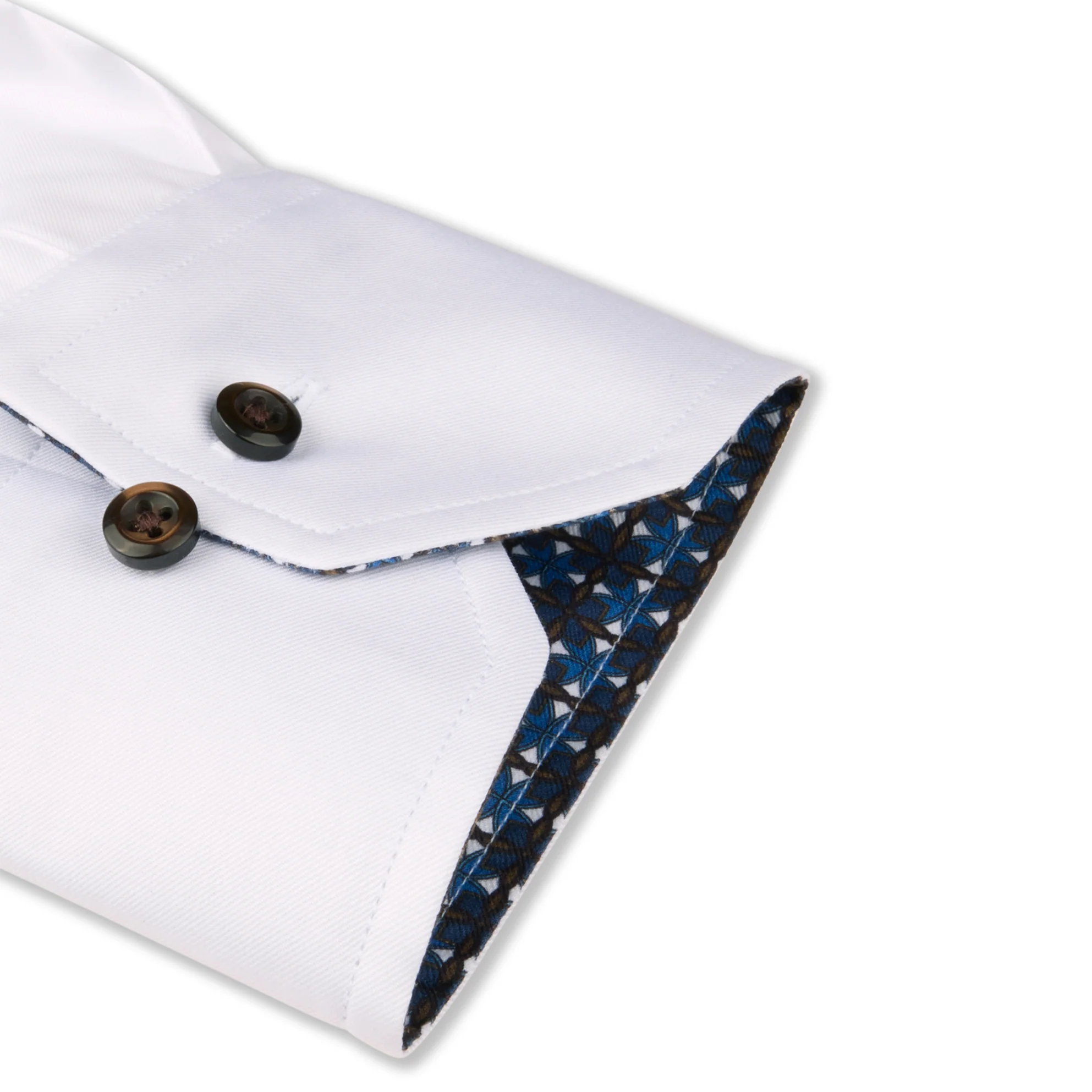 White Twill Fitted Body Shirt w/ Contrast - Stenströms - Image 3