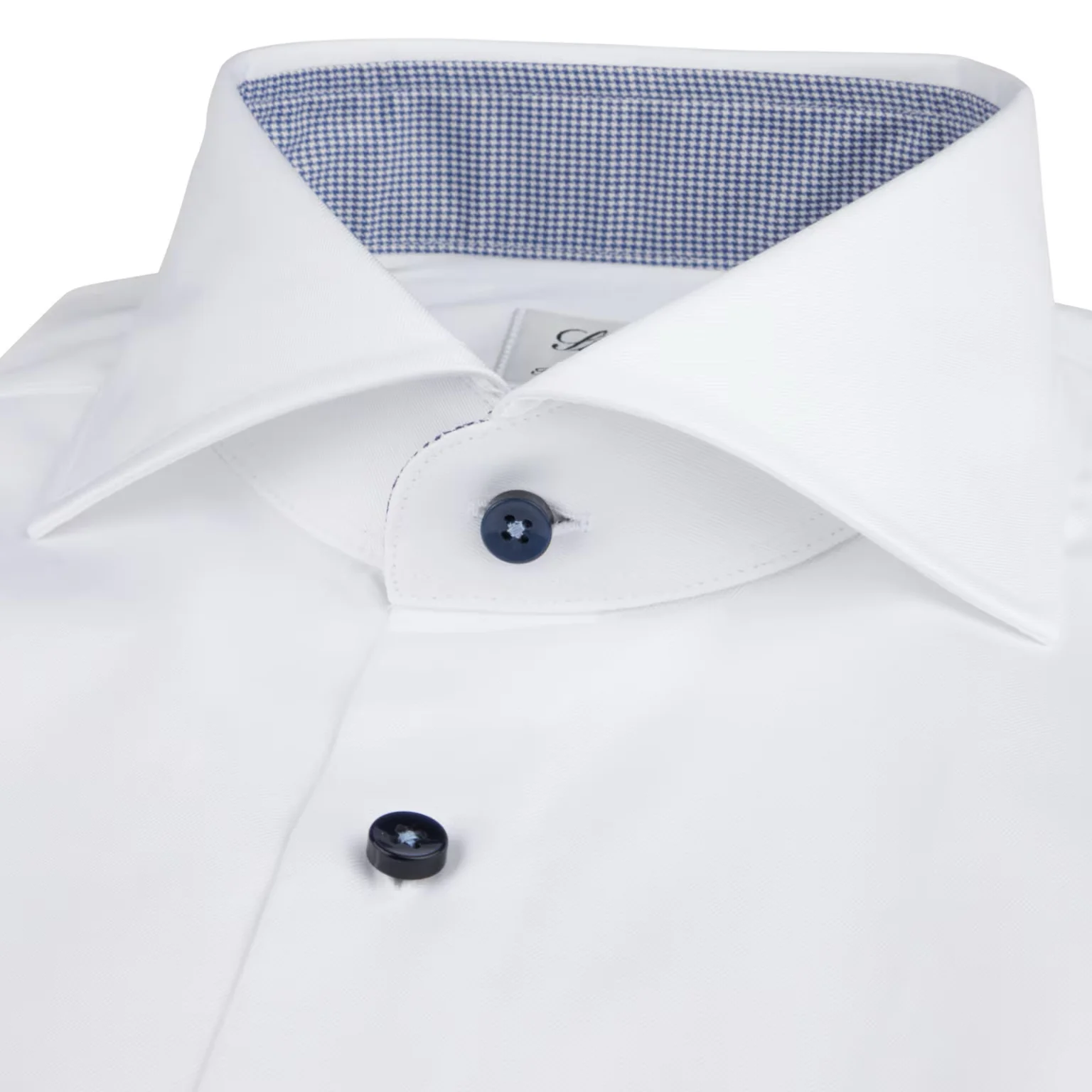 White Twill Fitted Body Shirt with Blue Contrast Details - Stenströms - Image 2