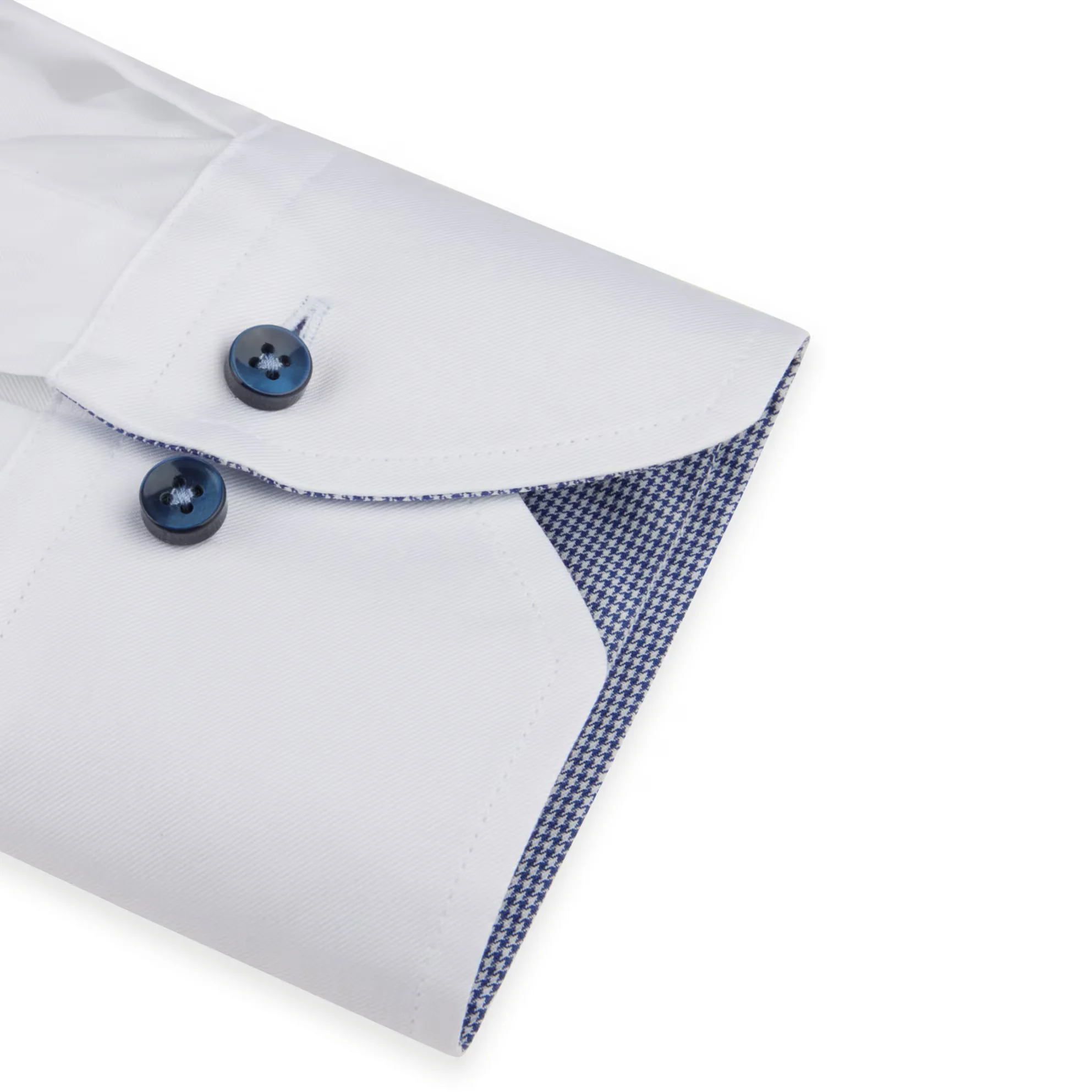 White Twill Fitted Body Shirt with Blue Contrast Details - Stenströms - Image 3