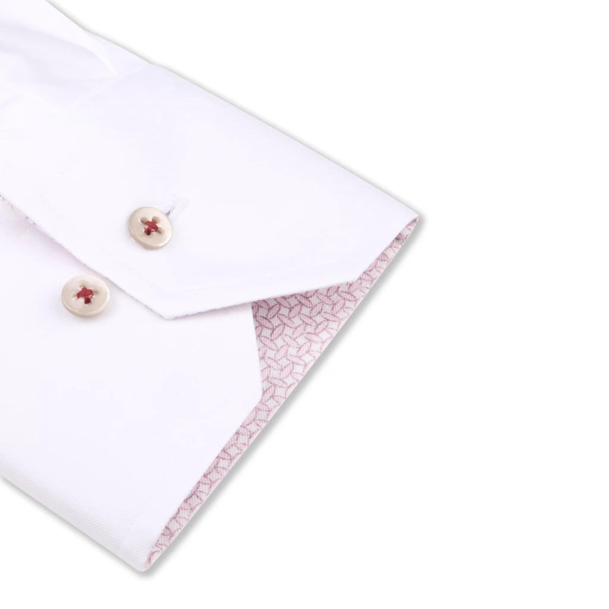 White Twill Regular Fit Dress Shirt with Pink Contrast Details - Stenströms - Image 3