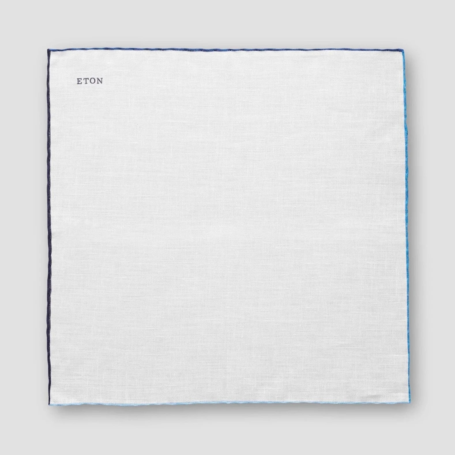 White with Blue Gradient Edges Linen Pocket Square - ETON - Image 4