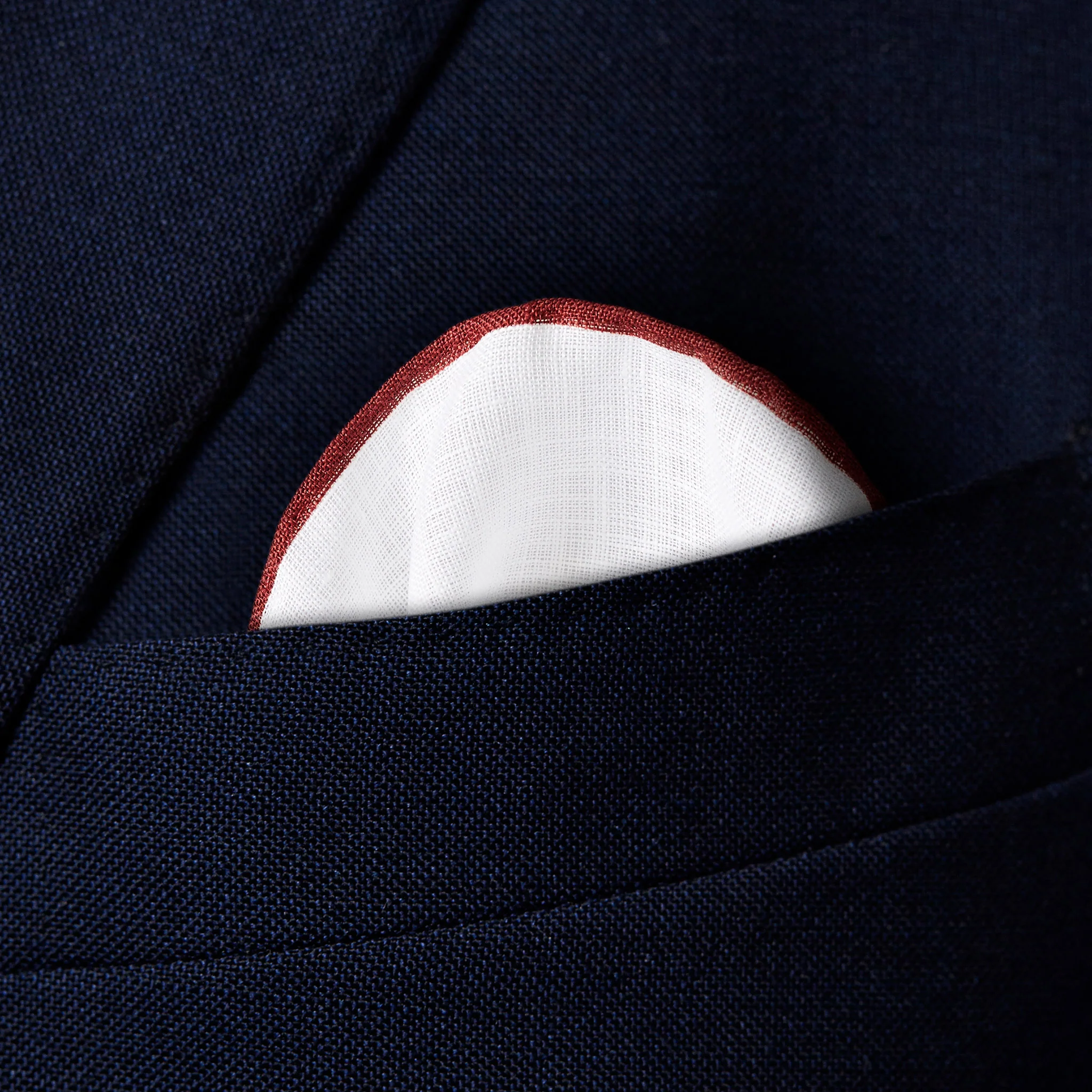White with Red Edges Linen Pocket Square - ETON - Image 3
