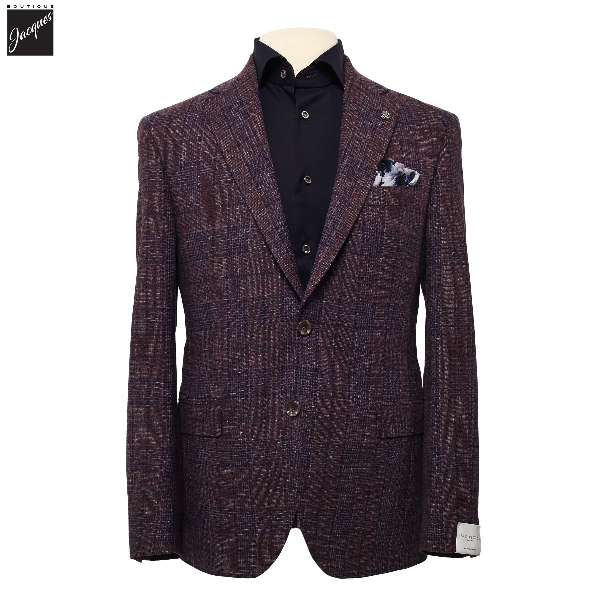 Wine Check Mcallen Contemporary Fit Wool Sport Coat - Jack Victor 1913