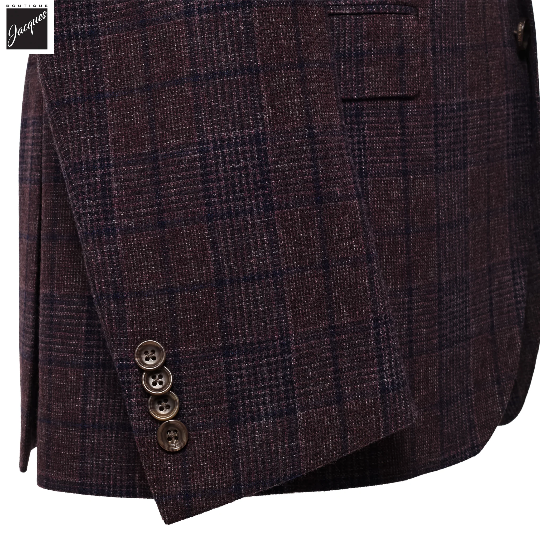 Wine Check Mcallen Contemporary Fit Wool Sport Coat - Jack Victor 1913 - Image 3
