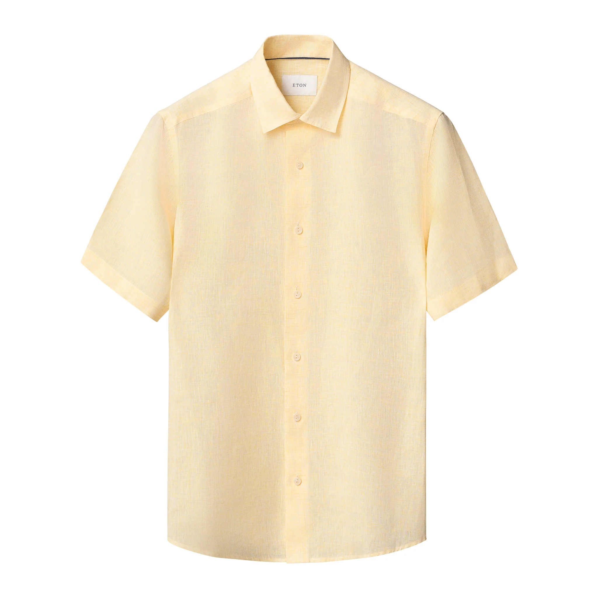 Yellow Solid Linen Short Sleeve Casual Fit Shirt - ETON - Image 2