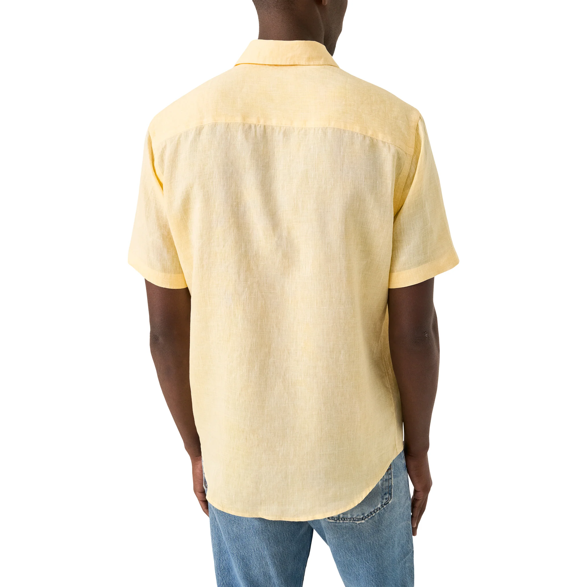 Yellow Solid Linen Short Sleeve Casual Fit Shirt - ETON - Image 5