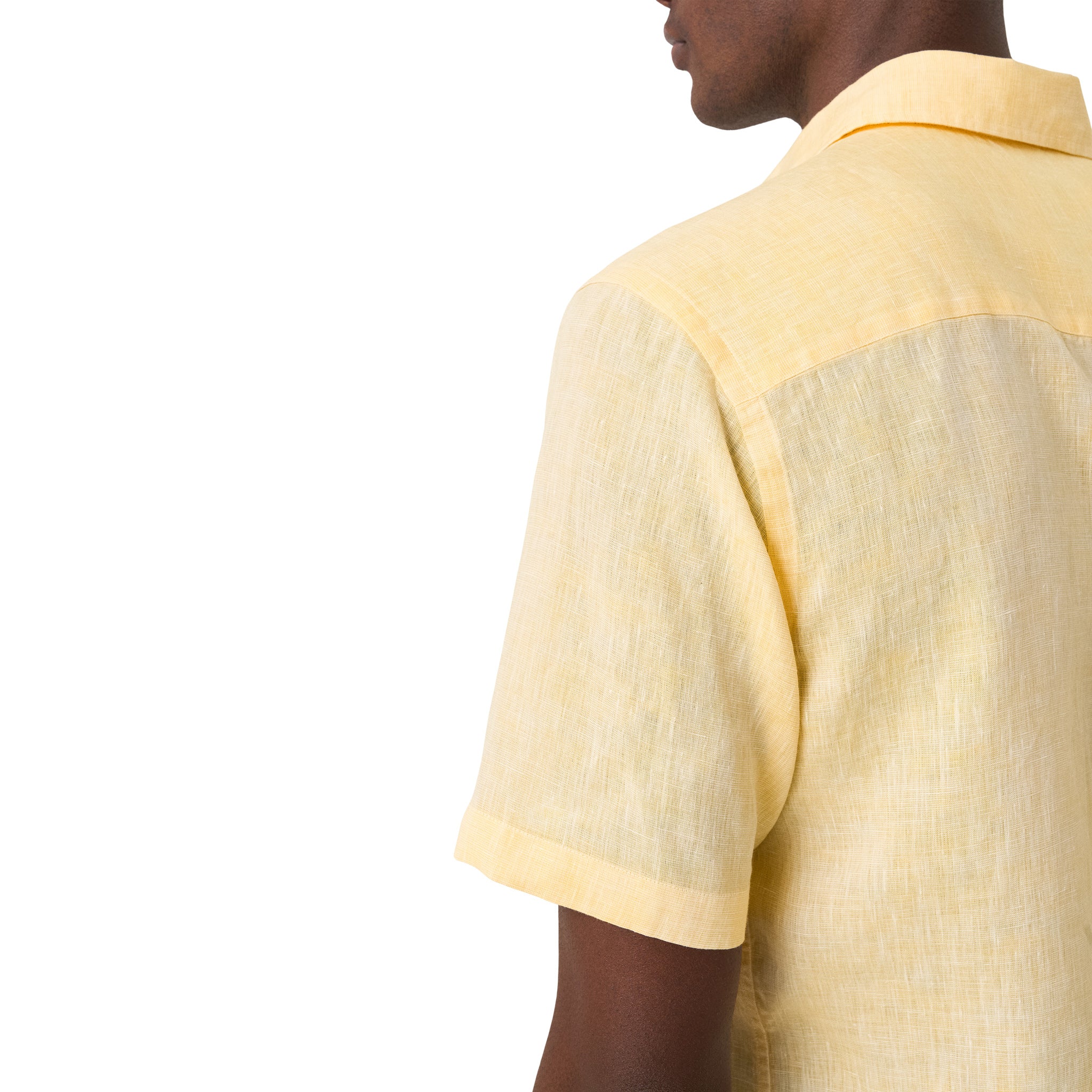 Yellow Solid Linen Short Sleeve Casual Fit Shirt - ETON - Image 6
