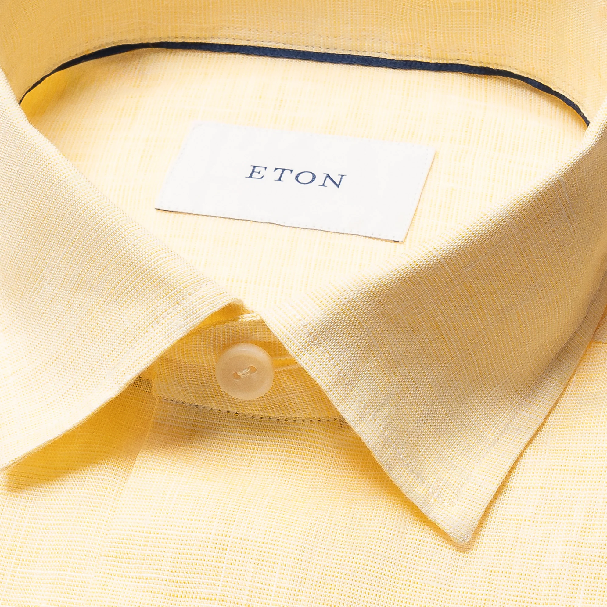 Yellow Solid Linen Short Sleeve Casual Fit Shirt - ETON - Image 8