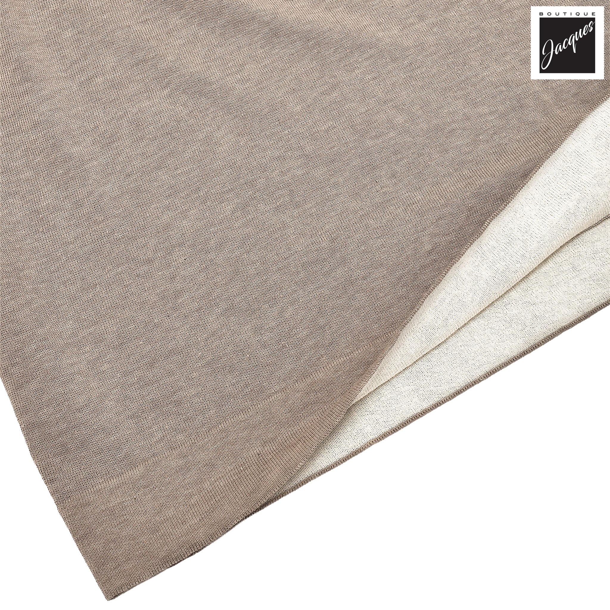 Yuta Beige Knitted Cotton Short Sleeve Zip Polo - FRADI - Image 6