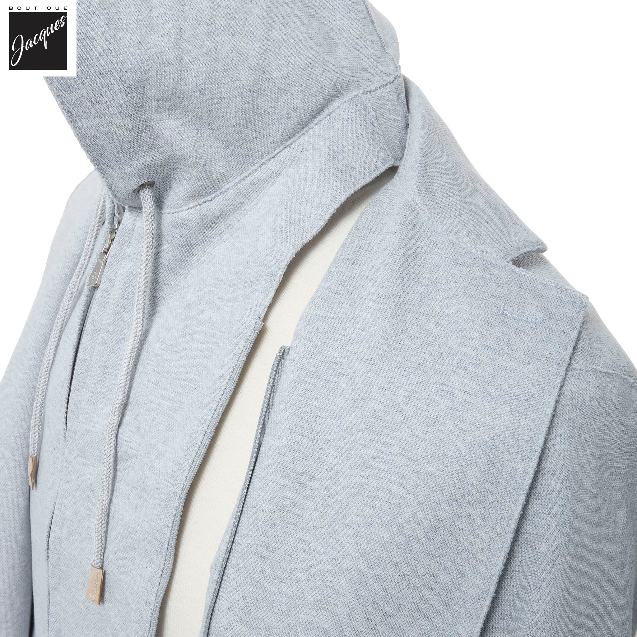 Zucchero Blue Cotton-Stretch Hybrid Sport Jacket with Removable Hood - ELEVENTY - Image 10